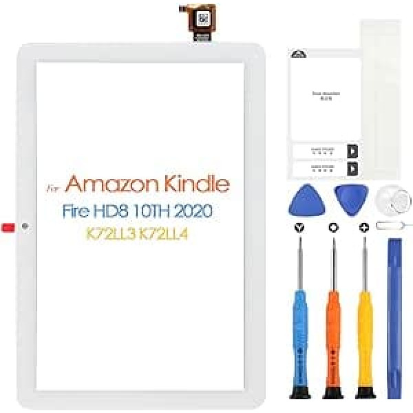 Skārienekrāns Amazon Kindle Fire HD 8 10. paaudzes ekrāna nomaiņai Kindle HD 8 10. paaudzei 2020 K72LL3 K72LL4 skārienjutīgajam sensora stiklam ar remonta komplektu (nav LCD displejs, balts)