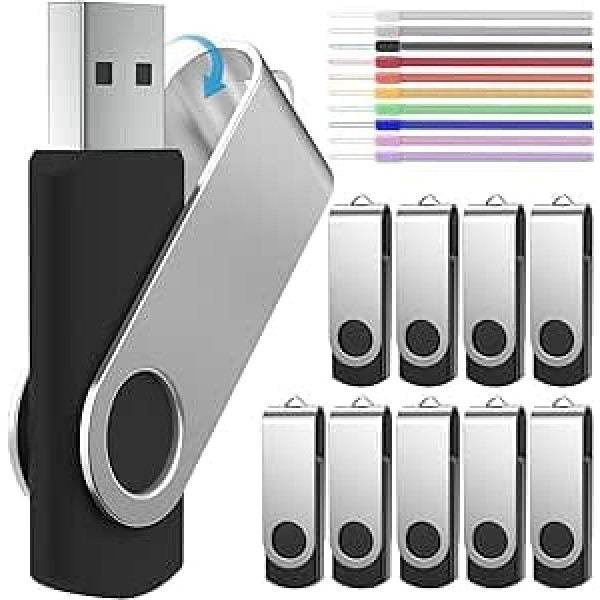 4 GB USB zibatmiņas zibatmiņa 10 Stücke USB Flash Laufwerke Schwarz Speichersticks 4 GB 10er Pack Pendrives Schwenken USB Memory Sticks für Abschlussgeschenk by FEBNISCTE