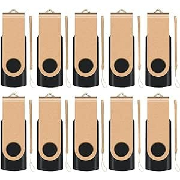 4 GB USB 2.0 Flash Drive Memory Stick Pack of 10 Gold