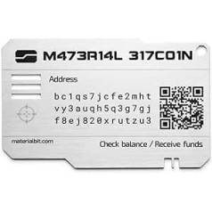 MATERIĀLS BITCOIN maskēšanās plāksne - Fizisks Bitcoin maks - Nav iespējams uzlauzt - Paredzēts 200 gadu kalpošanai - Ražots, ievērojot stingrus drošības un privātuma pasākumus
