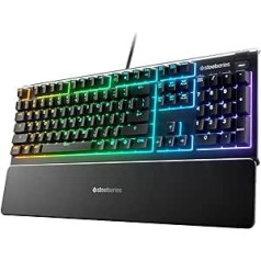 SteelSeries Apex 3 RGB Gaming Keyboard 10-Zone RGB Lighting IP32 Water-Repellent Premium Magnetic Wrist Rest 64812 Whisper-Quiet Tactile & Silent