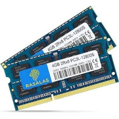 Rasalas 8GB komplekts (2x4GB) PC3-12800 DDR3L 1600MHz RAM SODIMM, 4GB 2Rx8 PC3L-12800S DDR3 1600 1.35V 204-Pin CL11 Upgrade Rank klēpjdatora atmiņas modulis