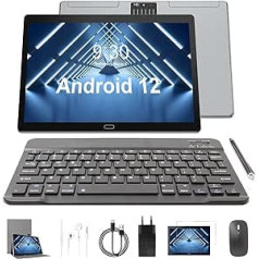 Semeakoko planšetdators 10,1 collas, divi vienā Android 12 OS 4 GB + 64 GB atmiņa 256 GB TF, dubultā kamera, 2,4 +5 G divjoslu WiFi, Bluetooth 5.0, GPS ar bezvadu peli, tastatūra, pildspalva, futrālis