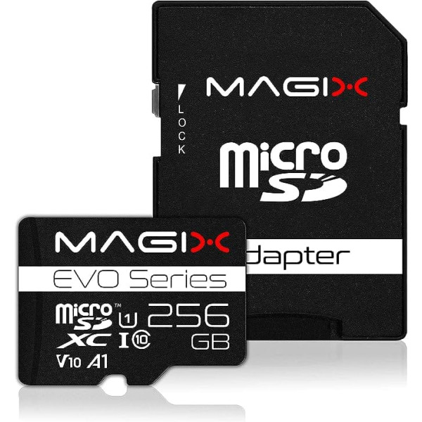 Magix MicroSD Memory Card EVO Series Class 10 V10 + SD Adapter up to 80 MB/s (256GB)