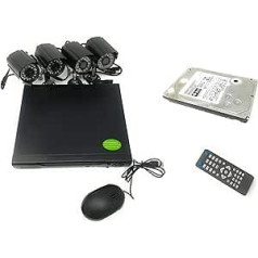 TEMPO DI SALDI DVR CCTV komplekts ar 4 kanāliem + 4 infrasarkanajām kamerām + cietais disks 500 GB