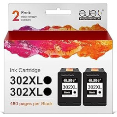 Ejet Ink, atkārtoti izgatavots priekš HP 302 302XL, kas paredzēts HP Deskjet 1110 2130 2134 3630 3632 3634 5230 5220 Envy 4520 4521 4522 4523 4522 4523 Officejet 4522 4523 33 8 3 4 8 51 4652 4654 4655 4658 Printeri (2 melni)