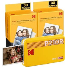 KODAK Mini 2 Plus Retro Mobile 10 x 15 fotoattēlu printeris un Polaroid tūlītējie attēli drukā augstākās kvalitātes kvalitātē, atrodoties ceļā, izmantojot mobilo tālruni, mobilo fotoattēlu printeri viedtālrunim (iphone un Android), porta