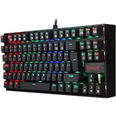 Redragon K552 Mechanical Gaming Keyboard RGB Illuminated 60% Mini TKL Keyboard with Red Switch 87 Keys for PC Gaming, DE QWERTZ (Black)