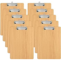 CYEER Pack of 10 A4 Wooden Clipboard, Writing Board Clipboard A4 Wood with Robust Clip and Hole for Restaurants, Schools, Offices to Collect and Organise Receipts for Written Records