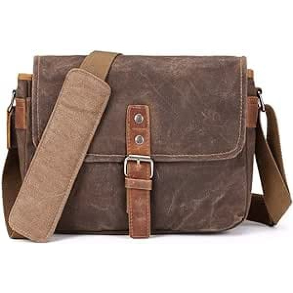 ONEGenug SLR-Kameratasche, wasserdichte Wachs-Segeltuchtasche Vintage Kameratasche Messenger Bag un Interlayer Pad (haki)