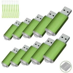 10 USB-Sticks, USB 2.0 Memory Sticks, Speicher-Sticks. grün 8 GB