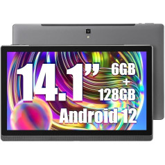 MESWAO planšetdators 14,1 collas Android 12 planšetdators ar 1920 x 1080 IPS HD displeju, 6 GB/128 GB, Bluetooth 4.1, GPS, 2,4 G/5G WiFi un 10 000 mAh akumulatoru — ideāli piemērots produktivitātei, izklaidei un izglītībai