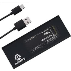 ADWITS USB 3.1 Gen2 10Gbps C tipa uz NVMe M.2 augstas veiktspējas PCIe SSD adapteris, pārnēsājams SSD korpuss, kas saderīgs ar Samsung WD ADATA un DREVO M.2 NVMe cietvielu diskdzini — melns