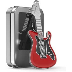 FEBNISCTE USB Stick 32GB Witzig Speicherstick Metall 32GB Memory Stick Rote Gitarre USB 2.0 Flash Laufwerk Daten-Speicherung Lustige Pendrive ar Geschenkbox Geburtstagsgeschenk