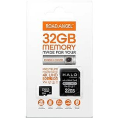 Road Angel, 32 GB SD karte, kas paredzēta Dash Cam, kas piemērota visu veidu viedtālruņiem un elektroniskām ierīcēm 3. klases pārsūtīšanas Micro SD adapteris — melns