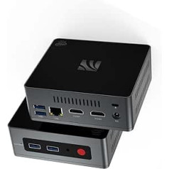 KUYIA ALIXO Mini dators, Windows 10, 8GB RAM, 128G, SSD Celeron J4125 (līdz 2.7GHz), atbalsta 4K HD Dual HDMI Dual Wi-Fi (2.4G5.8G) Ethernet 1000M USB3.0X4 BT4.0, Black-8GB128GB