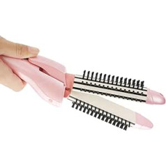 Anggrek Hair Straightener Curler Brush, 360° Double Ceramic Foldable Mini Anti-scald Curler Comb Frizz-Free Hair Styling Flat Iron Worldwide Voltage 110-220V