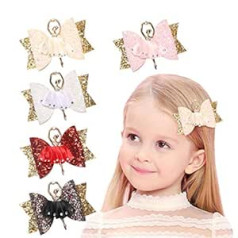 Aivoya Glitter Bow Ballet Girl Hair Bow Sequin Spīdīgi matu aksesuāri bērniem Ziemassvētkiem