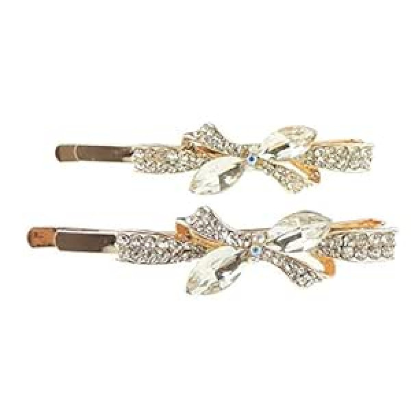 Glamour Girlz Sieviešu Girls Luxury Pair Sparkling Crystal 6 cm Matu Spraudes Bow Clear