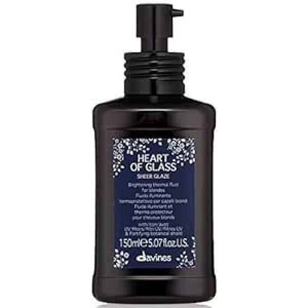 Davines Heart of Glass caurspīdīgā glazūra blondīņu kopšanai, atstāj uz termiski veidojošu atbalstu, pievieno spīdumu un siltuma aizsardzību, 150 ml