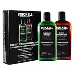 Brickell Men's Products Brickell Men's Daily Revitalizing Hair Care Routine - Šampūns ar piparmētru un tējas koka eļļu un stiprinošs un apjomu palielinošs kondicionieris - dabīgs un organisks