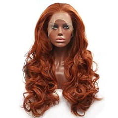 Bestung Fashion Glueless Copper Red 24 collu garas, dabiskas, viļņotas, brīvas daļas, mežģīņu priekšējās parūkas, karstumizturīga sintētiska matu parūka sievietēm (vienreizlietojama) (vara sarkana)