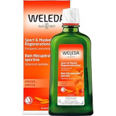 Weleda Organic Sport & Muscle Bath vegan - dabīga kosmētiskā vannas piedeva ar ēteriskajām eļļām atslābina un atjauno saspringtos muskuļus pēc sporta - vannas esence ar rozmarīna un lavandas aromātu (1x 200ml)