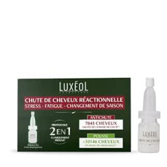 Luxéol LUXÉOL - 2 vienā matu izkrišanai - veicina augšanu un samazina matu izkrišanu - Stress un nogurums - Keratīns - 1 mēnesis - 14 pudeles pa 7 ml katrā