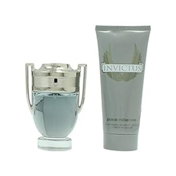 Paco Rabanne INVICTUS komplekts satur tualetes ūdens aerosolu 50 ml un All Over šampūnu, 100 ml