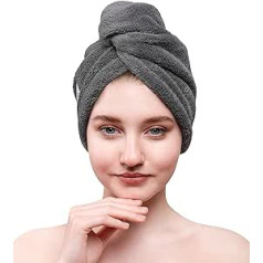 American Soft Linen Американское мягкое льняное полотенце для сушки волос Venus Collection, тюрбан, быстросохнущее, набор из 2 штук, серое