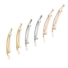 Lurrose  6 Pack Girls Slim Long Feather Hair Clips Smooth Finish (zelta matēta 2gab + sudraba matēta 2gab + 2gab + Rozā zelta matēta 2gab)