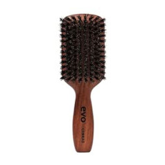 EVO Conrad Bristle Paddle Brush, Veidošanas birste visiem matu tipiem, iztaisnošanai, atšķetināšanai ar dabīgiem kuiļa sariem, matu suka sievietēm, vīriešiem, izgatavota no sertificēta koka