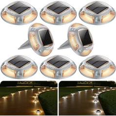 AGPTEK Solar Deck Lights, Outdoor Dock Lights, Waterproof Warning Step Lights for Garden Paths, Walkways, Pack of 8