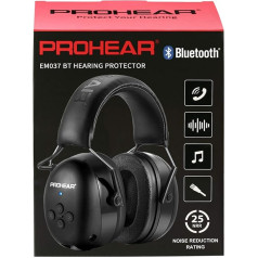 PROHEAR 037 Bluetooth 5.0 dzirdes aizsardzības austiņas ar iebūvētu mikrofonu un trokšņu samazināšanu darbam un priekam, SNR 30 dB — melns