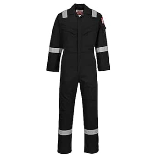 Portwest FR50 Herren Reflektierende Flammenbeständige FR-Antistatische Overallbogen-Beweis-Overalls 350g Schwarz, S