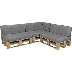 POKAR Palettenkissen Palettenauflagen mit abnehmbarem Bezug Palettenmöbel Palettensofa 8er Set: Sitzkissen 120x80 + Rückenlehne 120x40, Grau