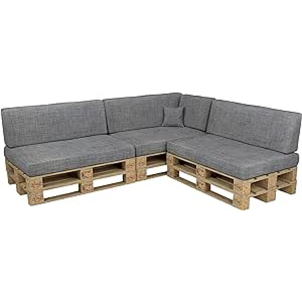 POKAR Palettenkissen Palettenauflagen mit abnehmbarem Bezug Palettenmöbel Palettensofa 8er Set: Sitzkissen 120x80 + Rückenlehne 120x40, Grau