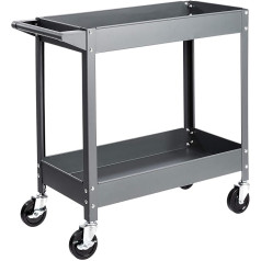Amazon Basics Multifunctional Steel Tray Trolley 2 Shelves 181 kg Load Capacity Grey