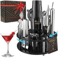 VOIMO Stainless Steel Cocktail Shaker Set, Boston Shaker, 22-Piece Bartender Set with Better Acrylic Stand, Recipe Book, 800 ml 550 ml Cocktail Gift Set for Home or Bar