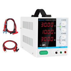 LONGWEI Laboratory Power Supply 30 V 10 A, Laboratory Power Supply, DC Power Supply, 4-Digit LED Display, with USB Output, 4 Pieces Multimeter Cable, Power Supply Adjustable in Arduino, Electroplating