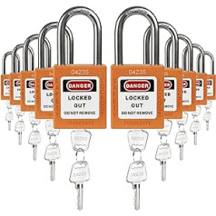 TRADESAFE Pack of 10 Orange Keyed Alike Key Padlock 2 Keys Per Lock OSHA Compliant for Lock Stations Premium Quality