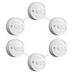 X-Sense Smoke Alarm Connected 10 Year Battery, Fire Alarm Connected with a Transmission Range of Over 250 m, SD20-W, Set of 6.