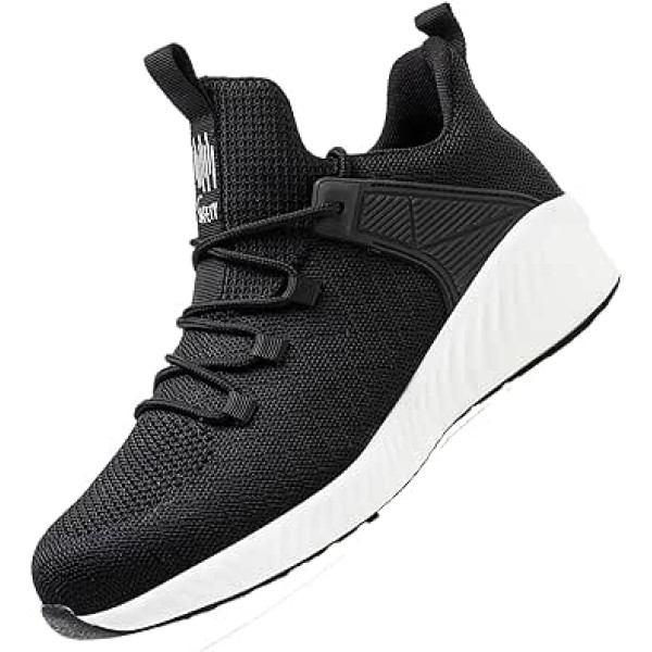 YOGYE Trainers with steel toe cap, men, women, chef, non-slip, anti-piercing, work shoes, steel caps, midsole steel sole and prevents, black