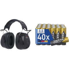 3M Peltor WorkTunes Pro FM radio dzirdes aizsardzība, 32 dB un Varta Power on Demand AA Mignon akumulatori (iepakojumā 40 videi draudzīgā iepakojumā — gudrs, elastīgs un jaudīgs)