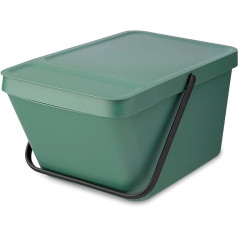 Brabantia - Sort & Go Stapelbarer Abfallbehälter 20L - Großer Recycling-Behälter - Tragegriff - Leicht zu Reinigen - Geeignet als Vorratsbehälter & Papierkorb - Fir Green - 28 x 45 x 22,5 cm