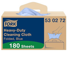 Tork Extra Strong Cleaning Cloths Blue W7, Single Cloth Removal, 1 x 180 Wipes, 530272