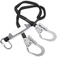 Doppeltes Sicherheitsseil, Working Aloft Elastic String Anti Falling Safety Rope, Dehnbares Lanyard mit Karabiner und Rebar Haken, Stoßdämpfender Sicherheits Fallschutzgurt, Fallschutzgurt