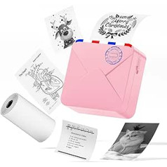 Asprink M02S mini printeris viedtālrunim, uzlīmju printeris Bluetooth ar termoprintera papīra rullīti, fotoprinteris viedtālrunim iPhone un Android ierīcēm - rozā