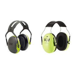 3M Peltor Ear Defenders X4A Neon Green - Ear Defenders with Adjustable Headband in Narrow Double Strap Design - SNR 33 dB & Ear Protectors for Children H510AK - SNR: 27 dB