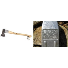 Bison 1879 // Universal Axe with Handle Protection Sleeve 1250 g, 700 mm Made in Germany, Natural & Safety Felling Wedge Aluminium 550 g, 11-07-90000